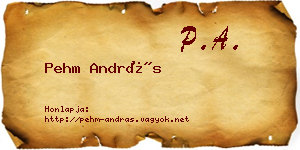 Pehm András névjegykártya